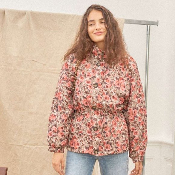 Rouje Jackets & Blazers - Rouje Roger Rose Floral Puffer Coat 38 6